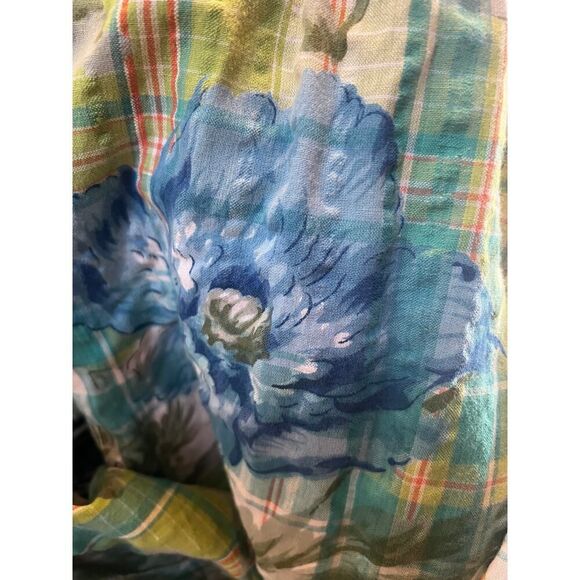 Vintage April Cornell Dress Large India Madras Plaid Floral Cottage Core - Picture 4 of 5